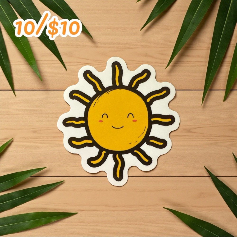 Smiling Sun Sticker – Cute Yellow Sunshine – 2.25”